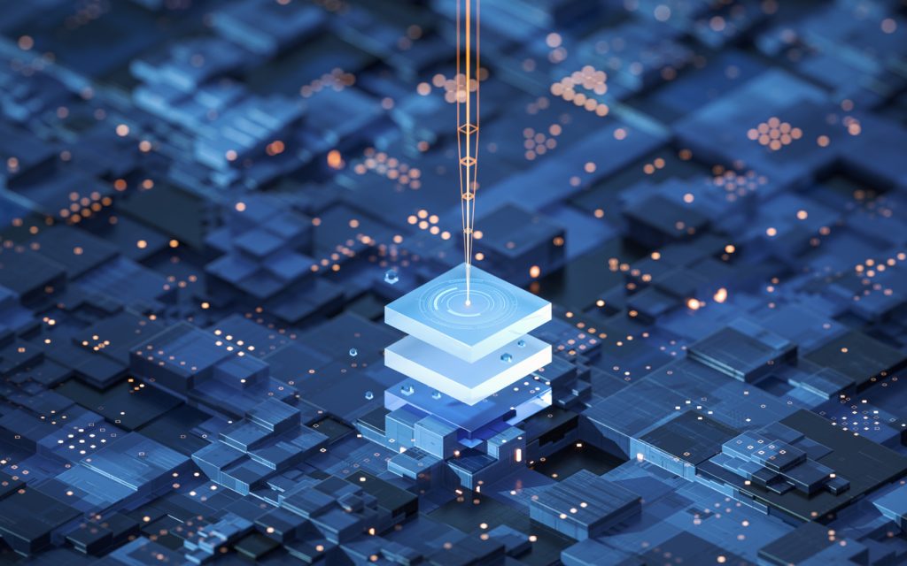 circuit and materials, science and technology, 3d rendering.